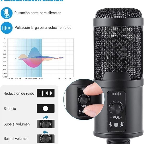 Microfono Usb Condensador Hd 192 Khz + Brazo + Antipop